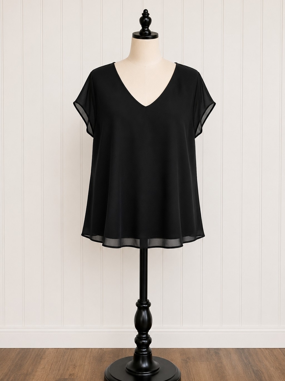 Torrid Black Boxy V-Neck Top